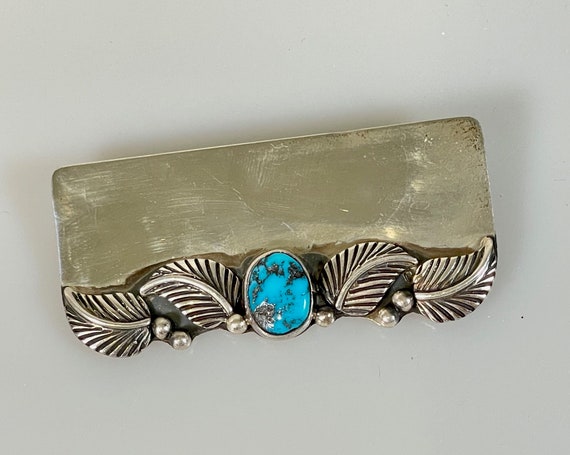 Authentic Navajo Giant Safety Pin Key Ring Sterling Silver and Turquoise by  Veronica Yazzie Navajo