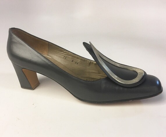 Vintage Shoes - 60s Ferragamo - Leather Mod Heels