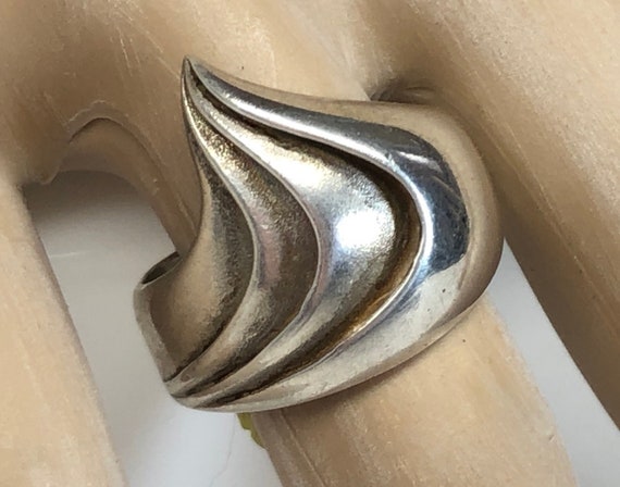 Sterling Modernist Ring - Cresting Wave - Kabana … - image 1