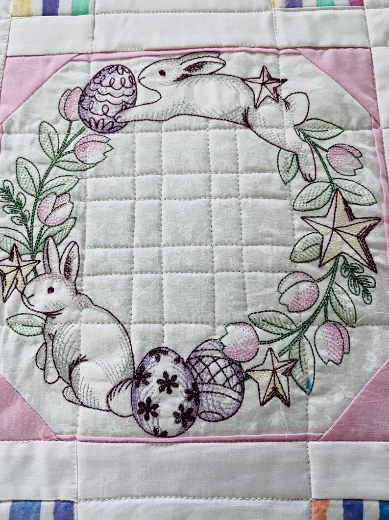 Easter Embroidered and Quilted Octagon Table Topper - Etsy