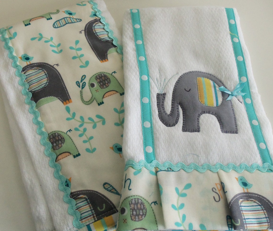 Baby Quilt Gift Set/ Baby Elephant Gift Set/baby Quiltburp Etsy
