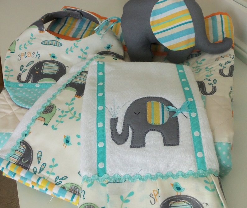 Baby Quilt Gift Set/ Baby Elephant Gift Set/baby Quiltburp Etsy