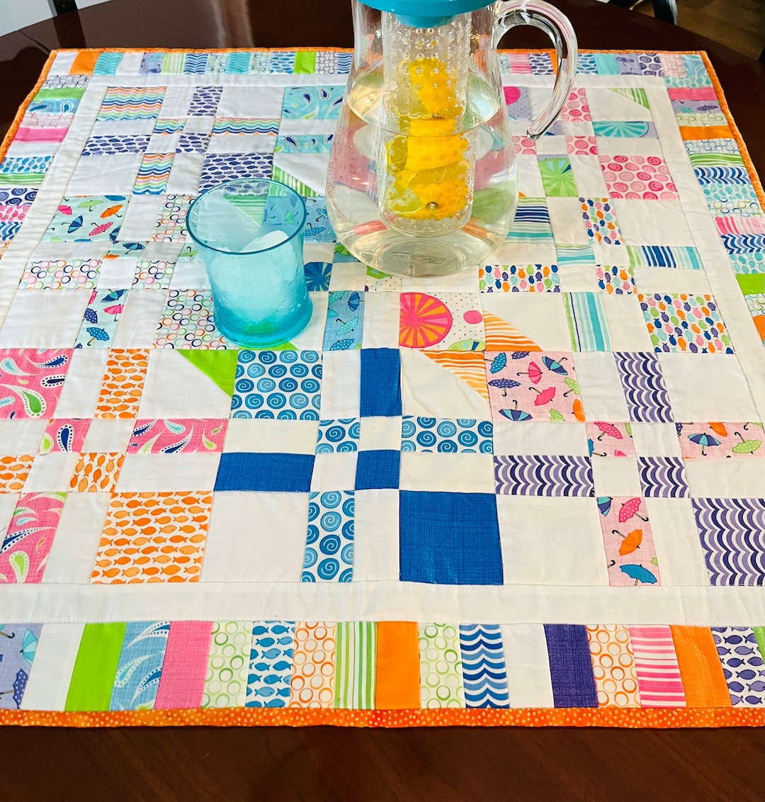 Summer Quilted Table Topper Bright Colors of the Rainbow 30.5 Inches ...