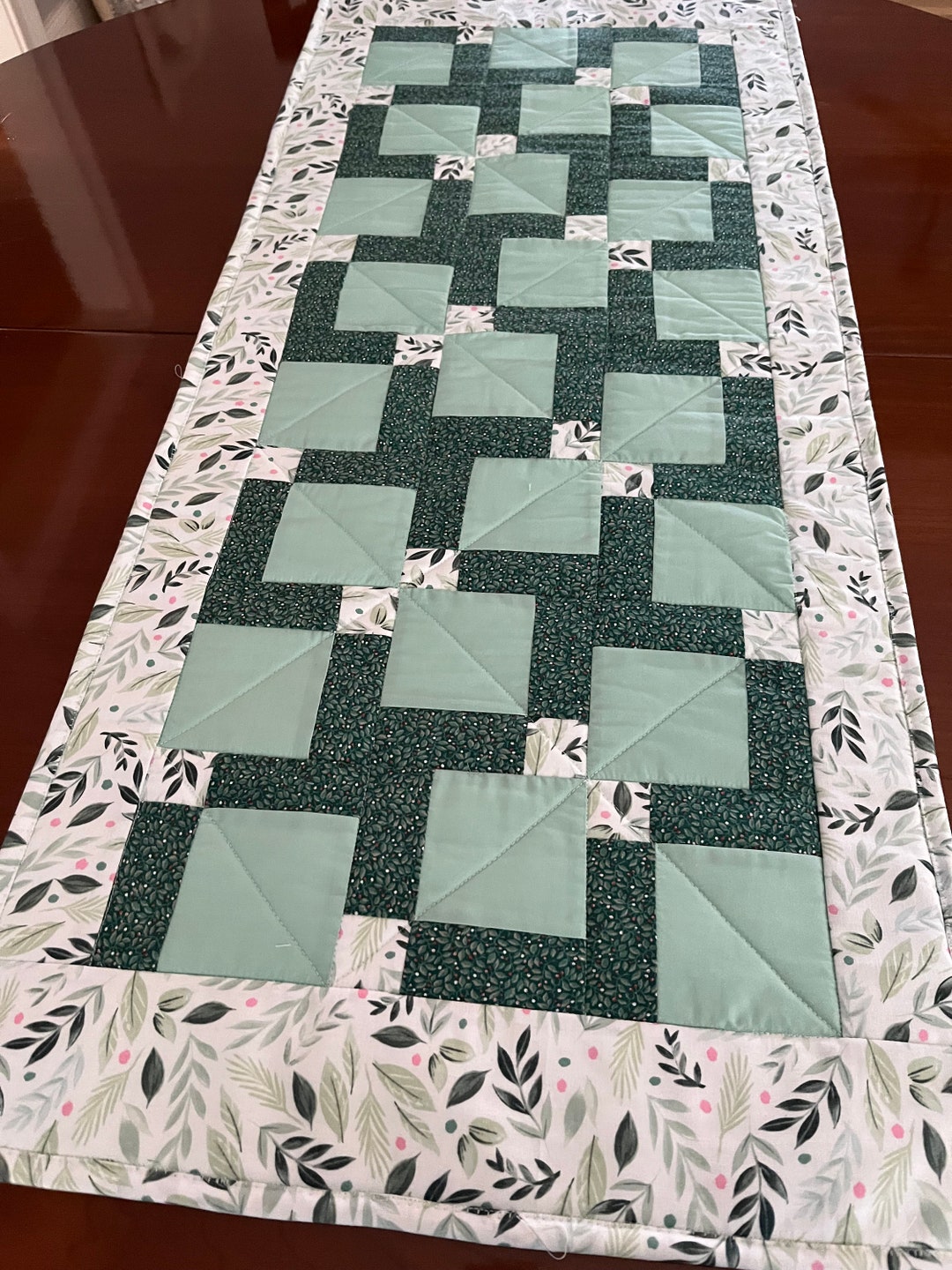 Spring Quilted Table Runner Green - Etsy