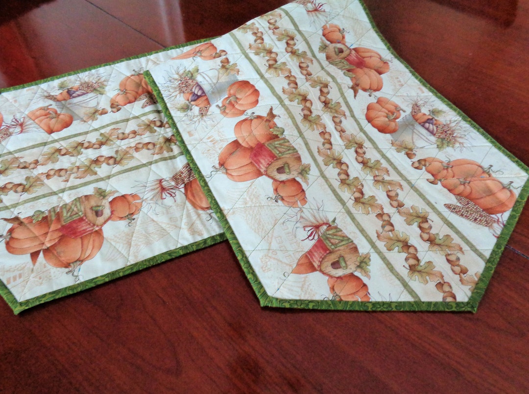 Fall Pumpkin Quilted Table Runner - Fall Quilted Table Decor - Pumpkin ...