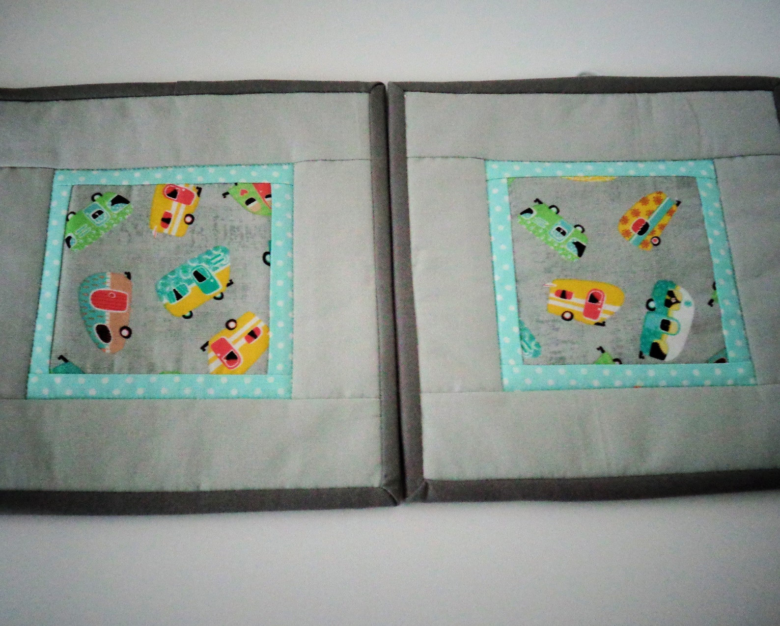 Retro Camper Quilted Pot Holders Hot Pads Set of 2 Gray Yellow Etsy
