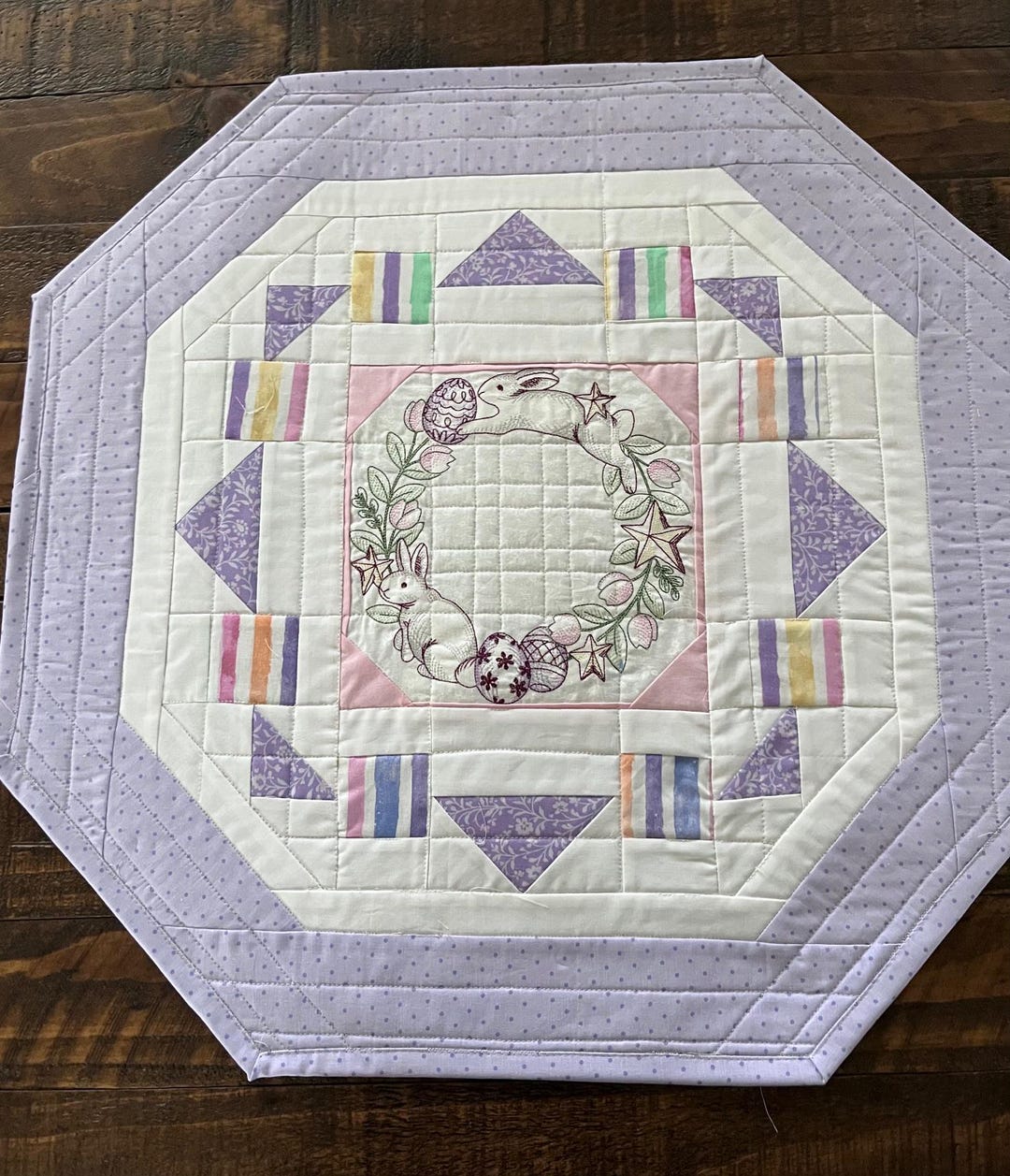 Easter Embroidered and Quilted Octagon Table Topper - Etsy