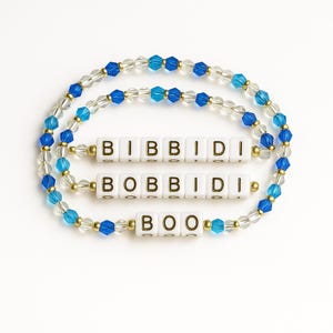 Bibbidi Bobbidi Boo Bracelet Set- Cinderella Inspired Beaded Word Bracelets, Fairy Tale Jewelry Gift