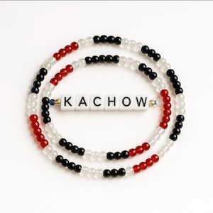 Kachow Bracelet Set – Lightning McQueen Inspired Beaded Word Bracelets, Cars Movie Gift for Kids or Disney Fans