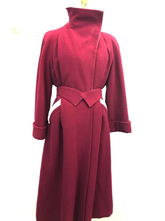 1940's crimson wool princess dress coat rare size