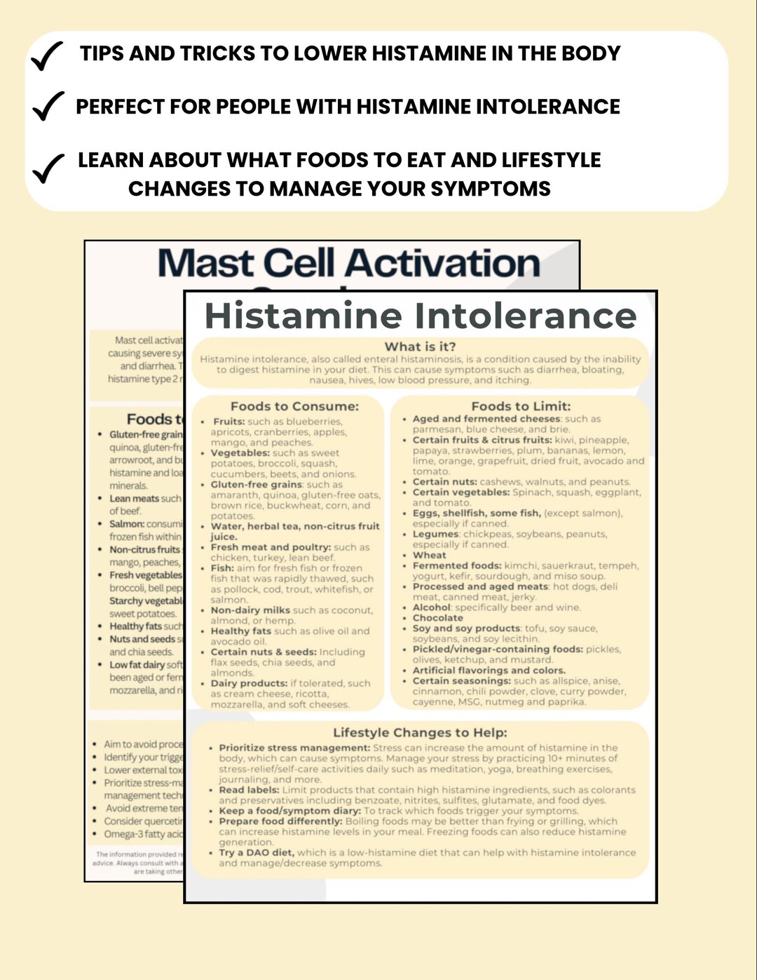 Histamine Intolerance & Mast Cell Activation Syndrome Guide Etsy