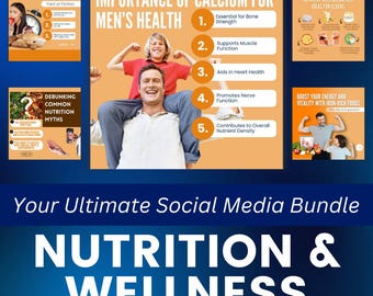 Nutrition Wellness Canva Templates - Health Social Media Kit - Wellness Instagram Bundle
