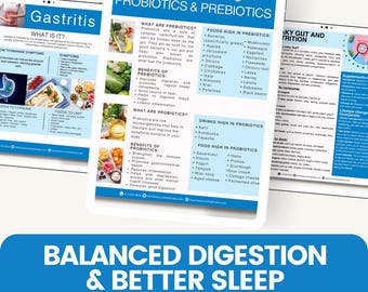 Balanced Digestion Guide, Guide to Better Sleep Pages, Healthy booklets, Printable & Canva Editable Templates