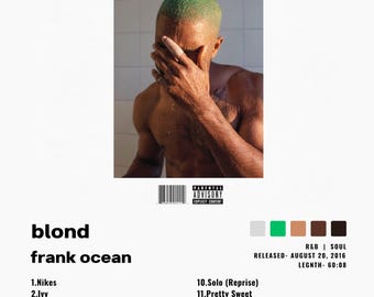 Frank Ocean | Blond | Album Cover Print Poster | Wall Art | Artwork | A4, A3 Sizes Available