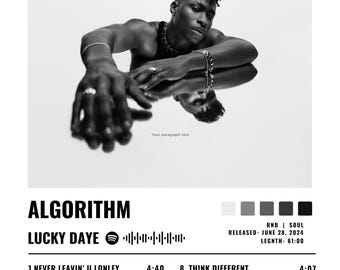 Lucky Daye Algorithm Album Cover Print Poster | RNB Soul Wall Art (A4, A3)