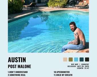 Post Malone | Austin | Album Cover Print Poster | Wall Art (A4, A3)
