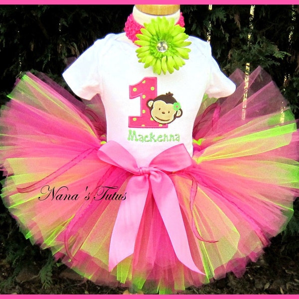PERSONALIZED - Birthday Monkey perfect for Theme Parties in Sizes 1yr thru 5yrs