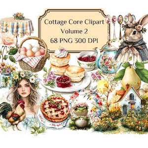 Cottage Core Clipart Bundle: Farmhouse Scrapbook PNG (Digital Download)