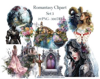 Romantasy Clipart - Mittelalter, Gothic, Märchenwald, romantisch, mystisch, magisch für Collage und Scrapbooking, Planer