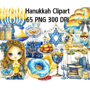 Chanukka Bundle, Jüdischer Feiertag PNG, Chanukka Geschenk, Menorah, Lichterfest, Printable Clipart, Ai, Challah, Davidstern PNG