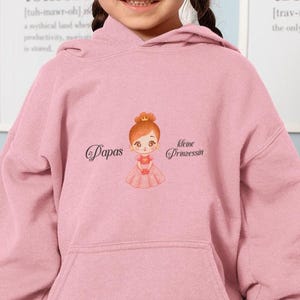 personalized kids hoodie princess, organic cotton, cute fairy tale motif, gift for girls, cozy hoodie