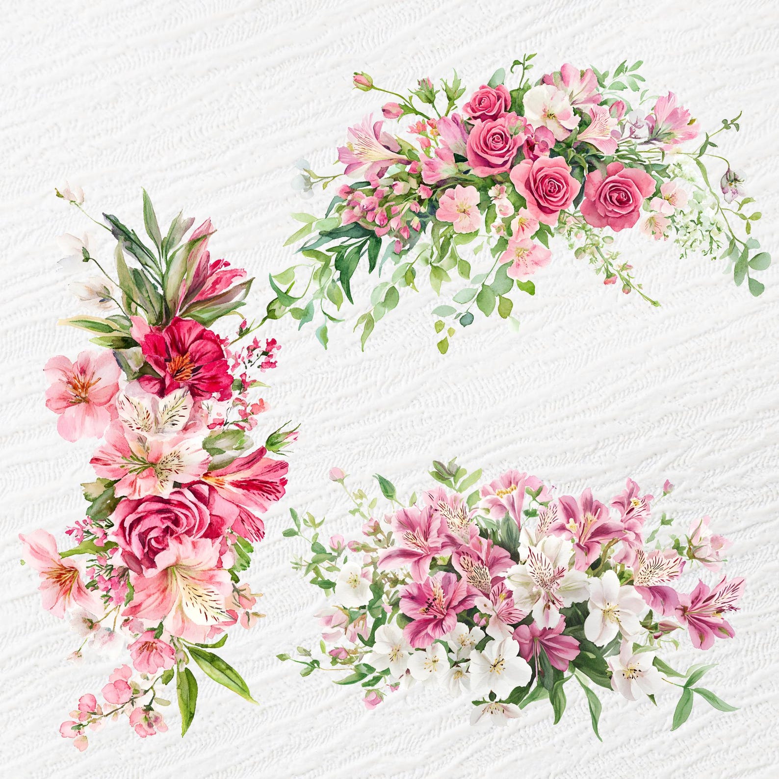 Cerise Pink Roses Cerise Rose Floral Clipart, Roses Wedding Garland Png, Pink Rose ...