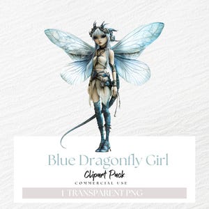 Fille libellule bleue, clipart poupée fée, clipart libellules, fée Journal indésirable, clipart fantaisie, clipart insecte, album de fée libellule