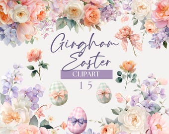 Light Orange Pink and Lavender Floral Easter Coquette Clipart, Spring Floral Clip Art, Easter Eggs Bow Images, Mothers Day Flower Clipart