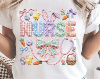 Nurse Easter Bunny Png, Nurse Coquette PNG, Yarn Latch Hook Nurse PNG, Nurse Appreciation PNG, Poetcore Retro Nurse Design, Digital Download