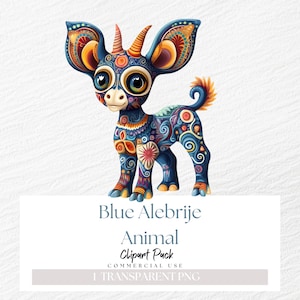 Blue Alebrijes Clipart, Alebrijes png, Mexican Folk Art, Whimsical Animals, Spirit Guide Clipart, Digital download, Sublimation, Card Images