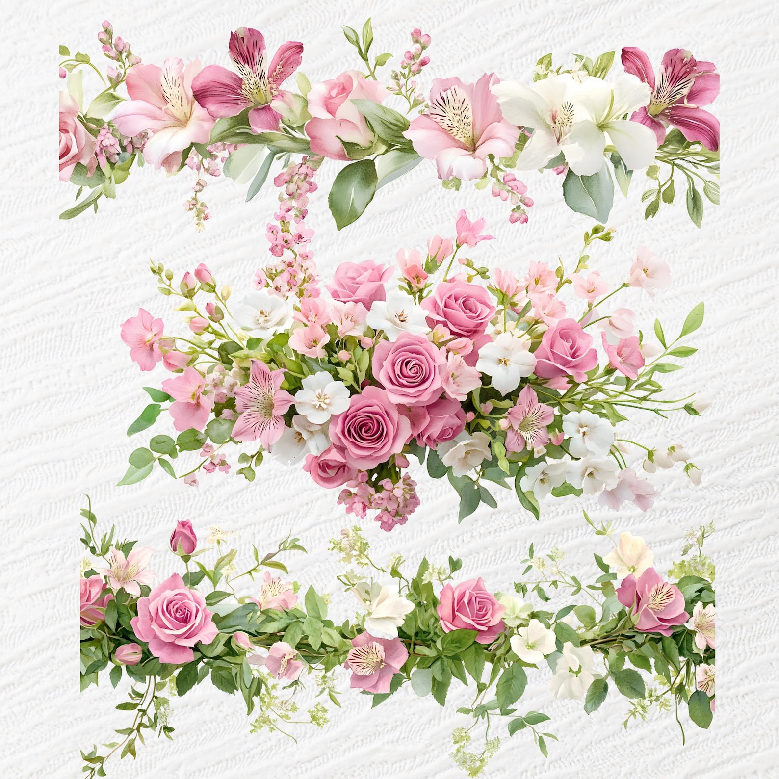Cerise Pink Roses Cerise Rose Floral Clipart, Roses Wedding Garland Png, Pink Rose ...