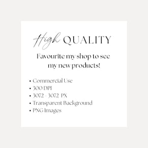 May include: High QUALITY text with a list of product details: Commercial Use, 300 DPI, 3072-3072 PX, Transparent Background, PNG Images.