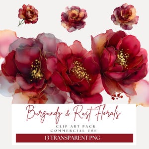 Imágenes prediseñadas de flores color burdeos y óxido, imágenes prediseñadas florales color burdeos y dorado, borde floral rojo, invitación floral rojo y dorado PNG, imagen de ramo de boda