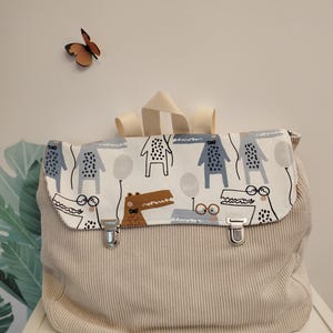 cartable à personnaliser prénom maternelle cadeau sac cartable crèche enfant personnalisation personnalisé velours