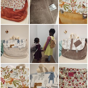Cartable 100% à créer vous même, enfant , sac personnalisé, prénom, sac cartable, sac crèche, sac maternelle, sac en velours, cartable