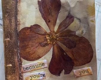 ecodyed,journal,writing, drawing, paper, dried flower, coptic stitch, autumn