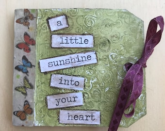 Original, handcrafted, tag book, quotes, inspirational, autumn