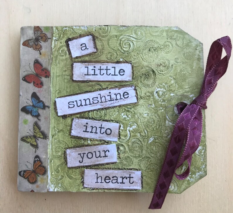 Original, handcrafted, tag book, quotes, inspirational, autumn image 1