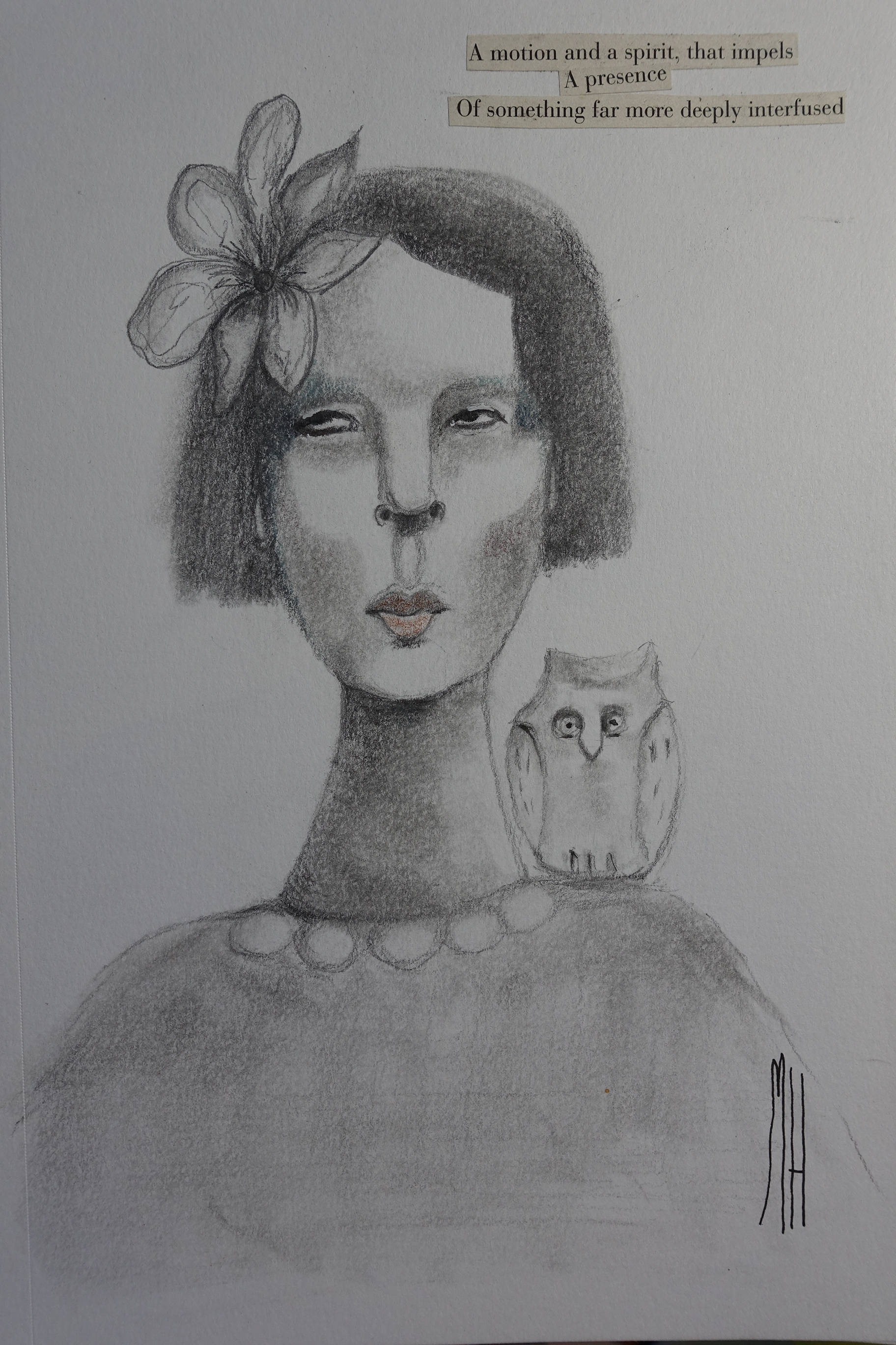 drawing, original,portrait,owl,creative poetry, new year, winter