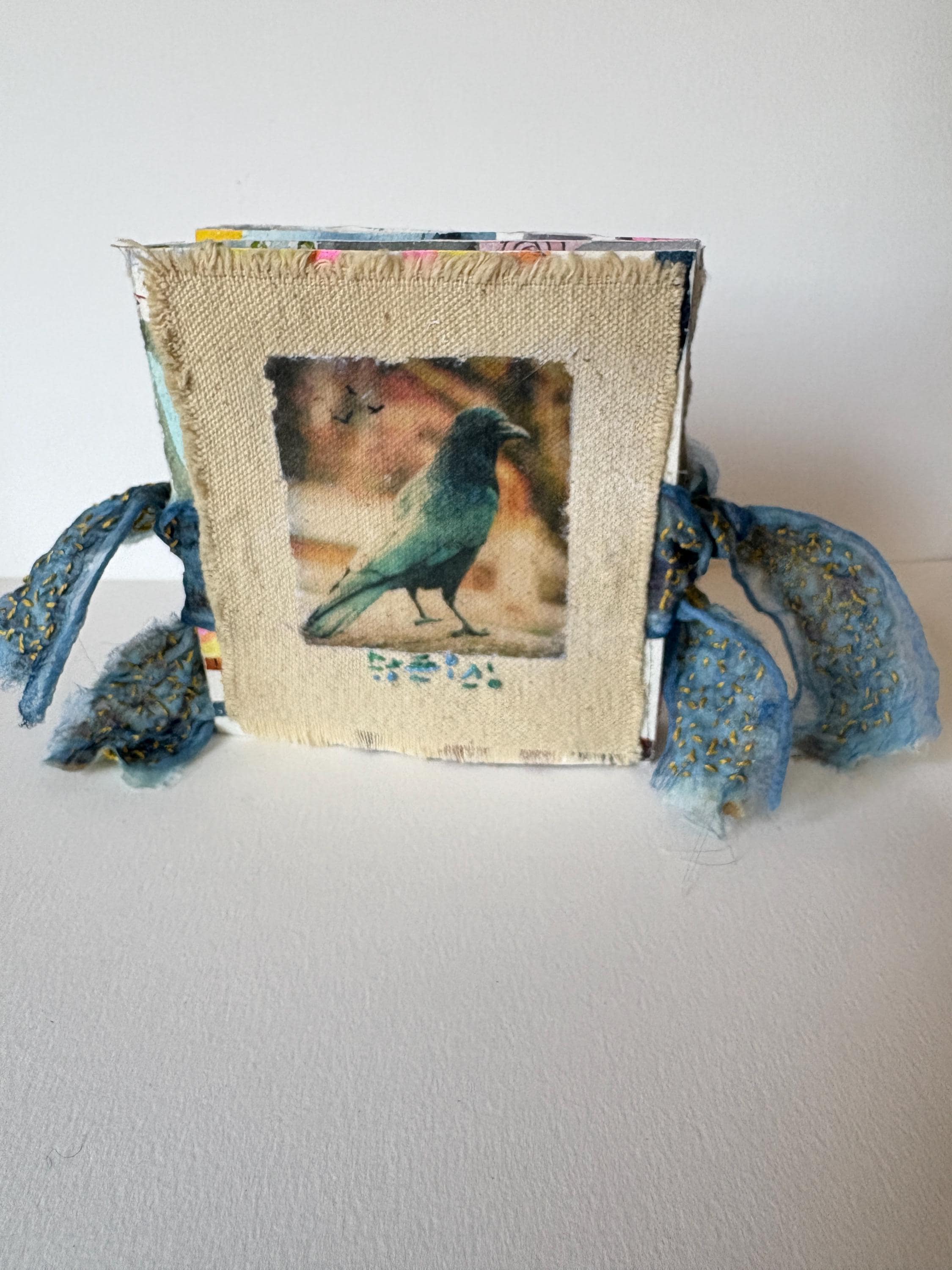 Original, mixedmedia, book art, crows, summer