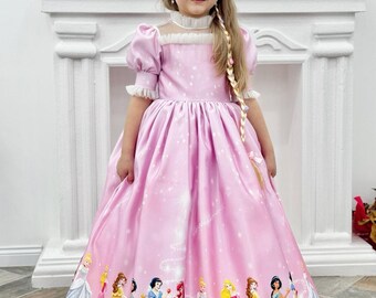 Pink Princess Costume Dress: Sparkling Long Gown, Birthday Party