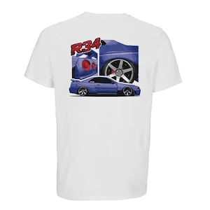 Skyline R34 GTR T-Shirt – JDM Car Culture Tee | Bayside Blue Nissan GTR