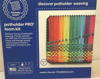 Potholder Loom Kit: 10 inch Metal Loom, Cotton Loops - USA Made