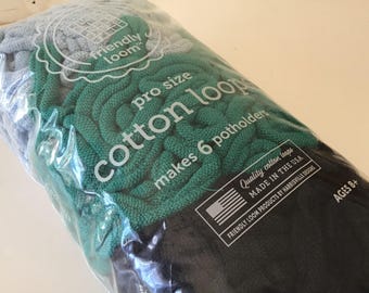 Turquoise Atlantic pro loops for 10 inch potholder navy jade grey blue cotton loops 6 potholders Harrisville design