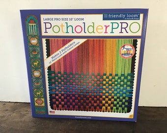 Potholder loom Pro 10 inch Harrisville design kit 2 potholders loom hooks instructions