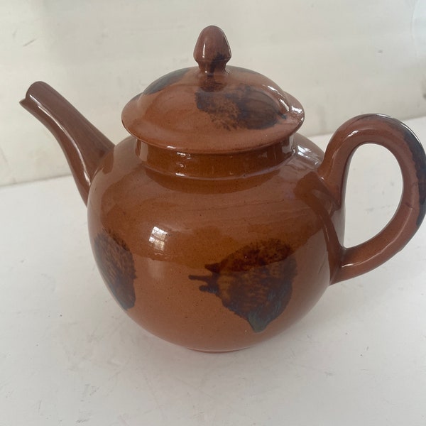 Redware tea pot Ken Henderson pottery handmade Maine made 4 cups