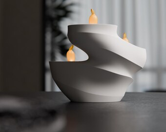 Portacandele a LED a spirale | Decorazione moderna per candele stampata in 3D