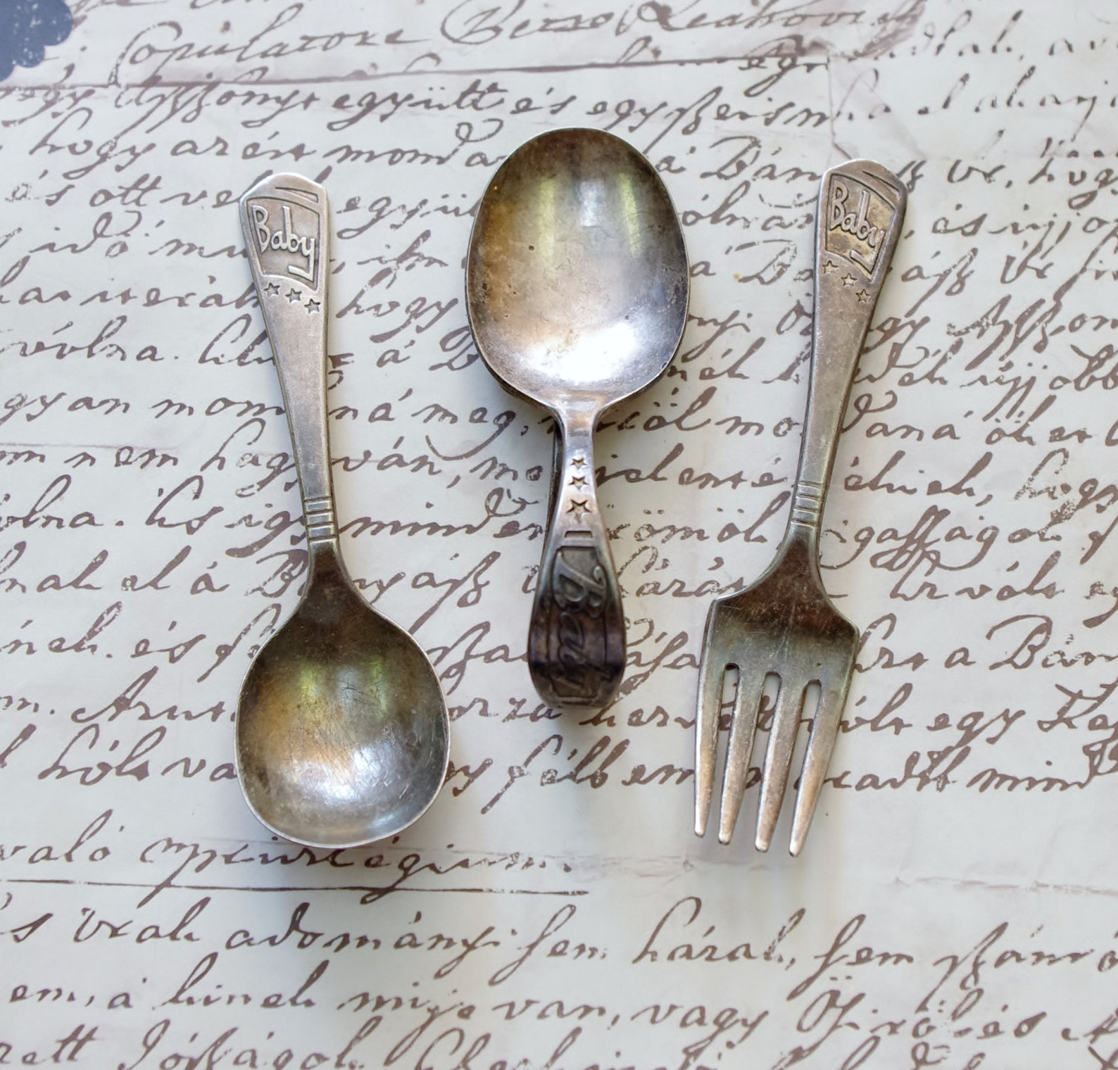 Vintage Imperial Silver Plate Baby Fork Spoon and Curved Etsy
