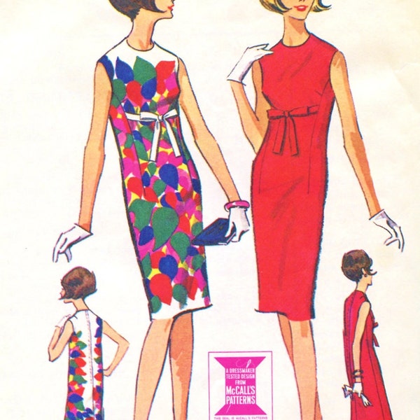 McCalls 7675 Wiggle Dress Vintage 1960s Sewing Pattern Misses Size 12 Bust 32 Mod Sleeveless Slim Summer Dress
