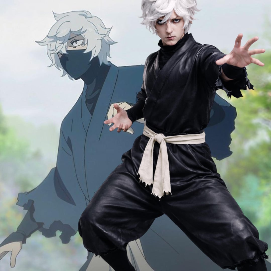 Anime Inspired Black Kimono Costume Set | Dark Warrior Kimono With Sash ...